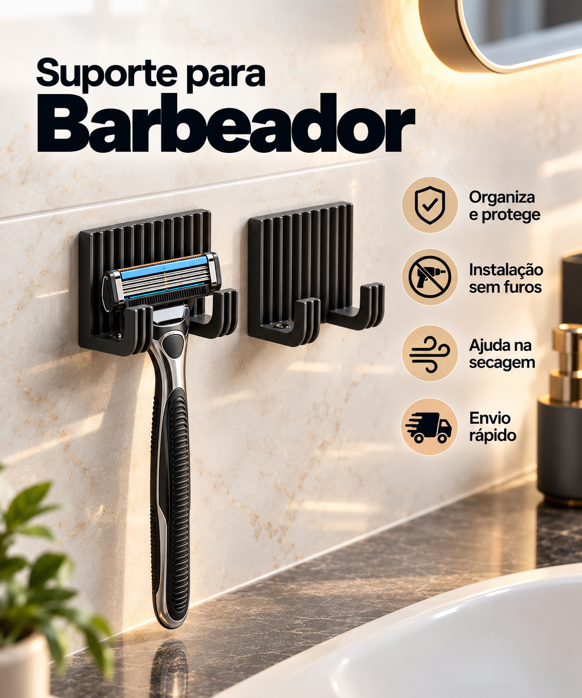 Suporte para barbeador de banheiro